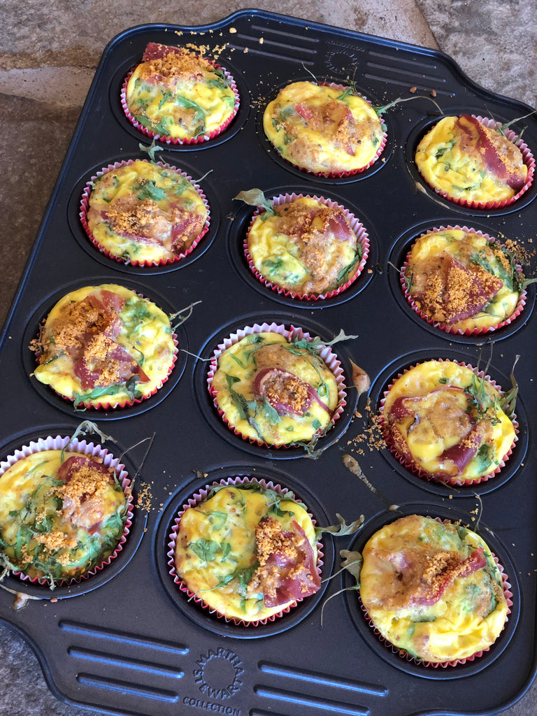 Prosciutto & Arugula Egg "Muffins" Nut Crumbs