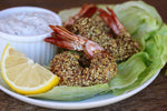 Lemon Pepper Nut Crumbs Shrimp With a Greek Yogurt Dill Dipping Sauce